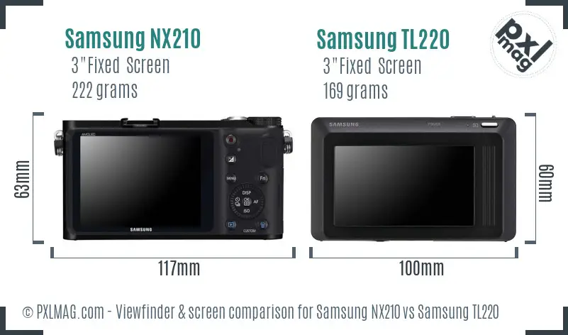 Samsung NX210 vs Samsung TL220 Screen and Viewfinder comparison