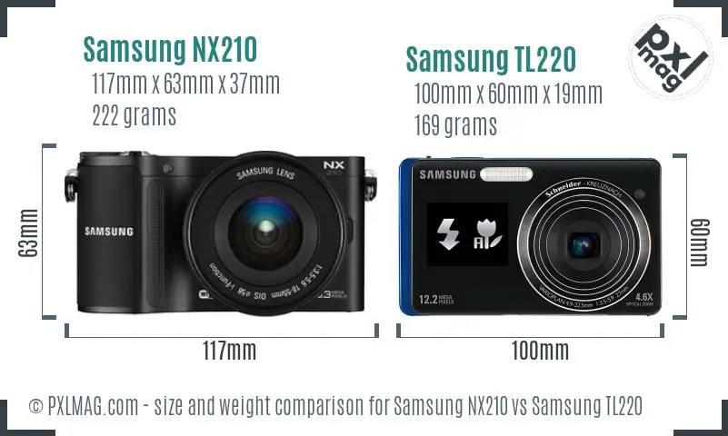 Samsung NX210 vs Samsung TL220 size comparison