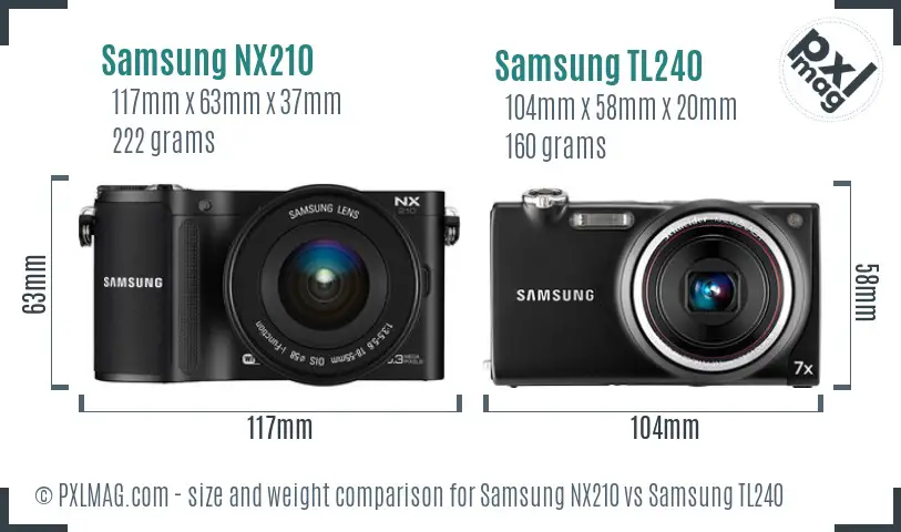 Samsung NX210 vs Samsung TL240 size comparison Samsung NX210 vs Samsung TL240 size comparison