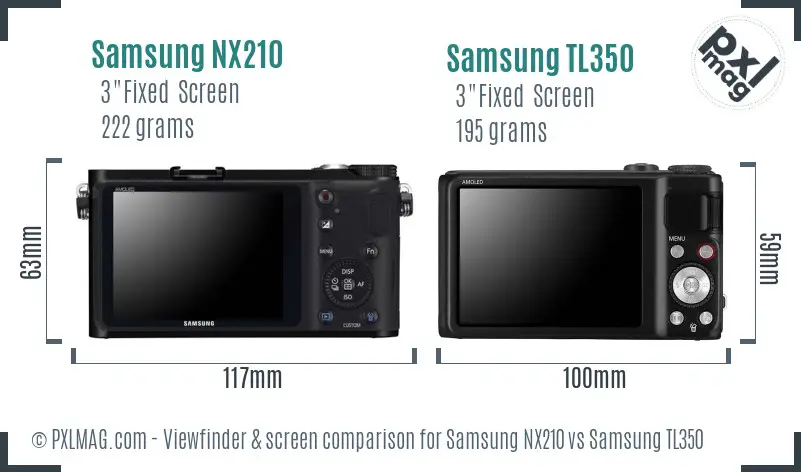 Samsung NX210 vs Samsung TL350 Screen and Viewfinder comparison