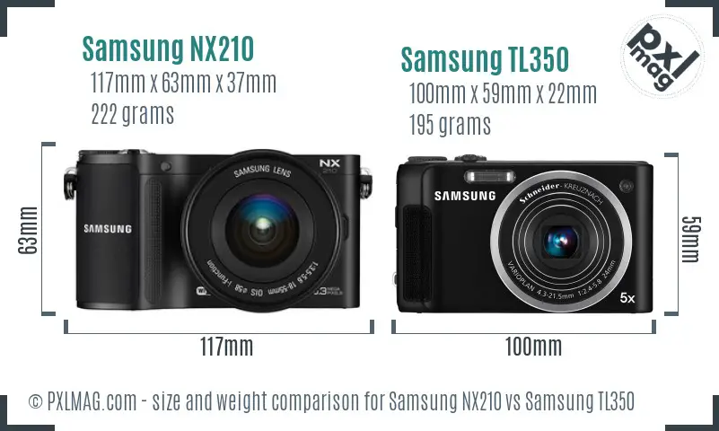 Samsung NX210 vs Samsung TL350 size comparison