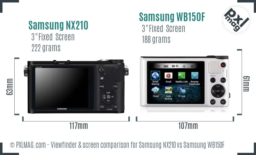 Samsung NX210 vs Samsung WB150F Screen and Viewfinder comparison Samsung NX210 vs Samsung WB150F Screen and Viewfinder comparison