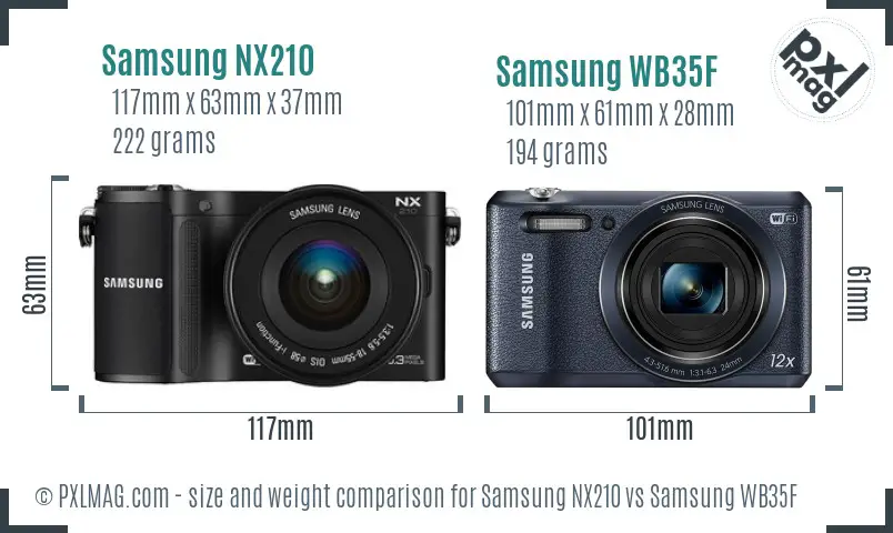 Samsung NX210 vs Samsung WB35F size comparison