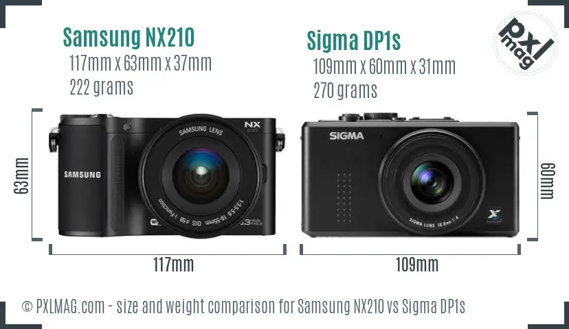 Samsung NX210 vs Sigma DP1s size comparison