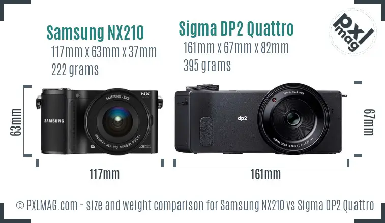 Samsung NX210 vs Sigma DP2 Quattro size comparison