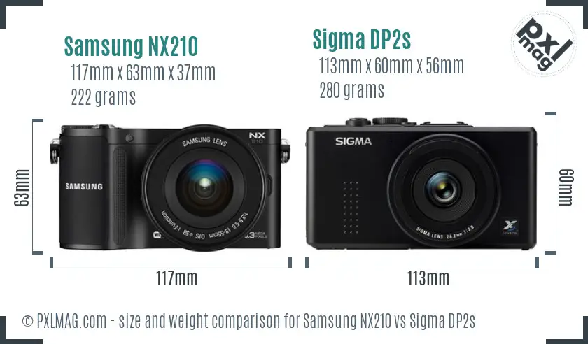 Samsung NX210 vs Sigma DP2s size comparison
