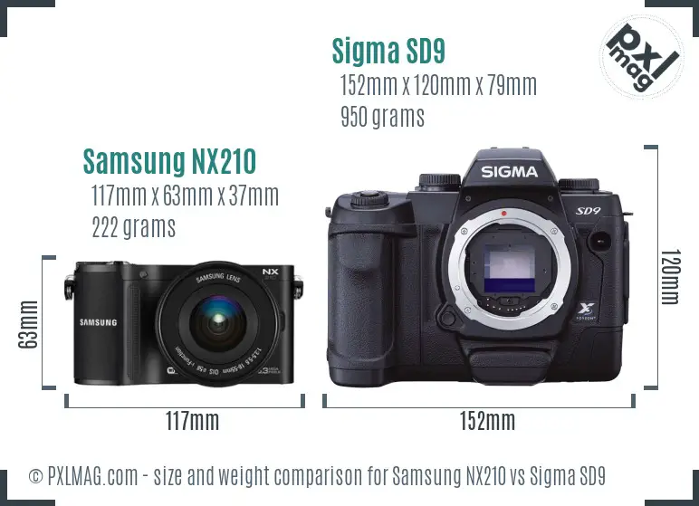 Samsung NX210 vs Sigma SD9 size comparison