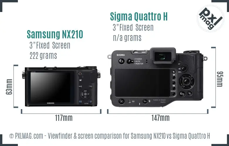 Samsung NX210 vs Sigma Quattro H Screen and Viewfinder comparison