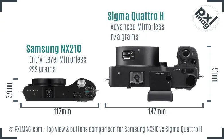 Samsung NX210 vs Sigma Quattro H top view buttons comparison