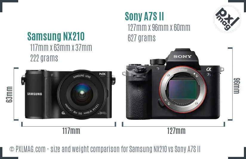 Samsung NX210 vs Sony A7S II size comparison