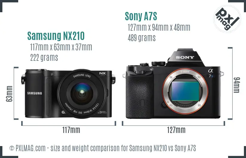 Samsung NX210 vs Sony A7S size comparison