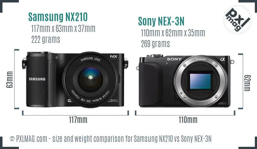 Samsung NX210 vs Sony NEX-3N size comparison