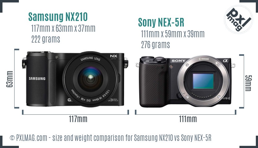 Samsung NX210 vs Sony NEX-5R size comparison