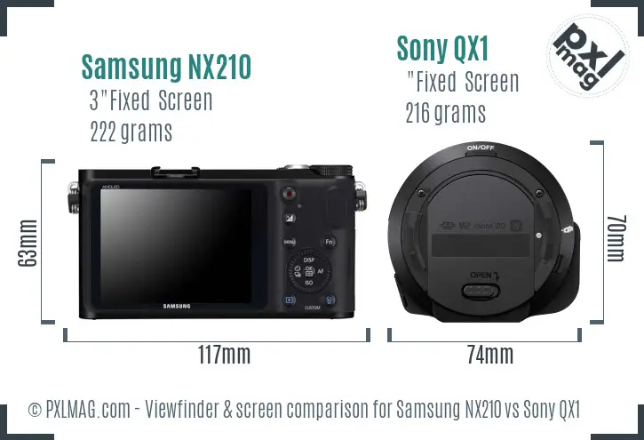 Samsung NX210 vs Sony QX1 Screen and Viewfinder comparison Samsung NX210 vs Sony QX1 Screen and Viewfinder comparison