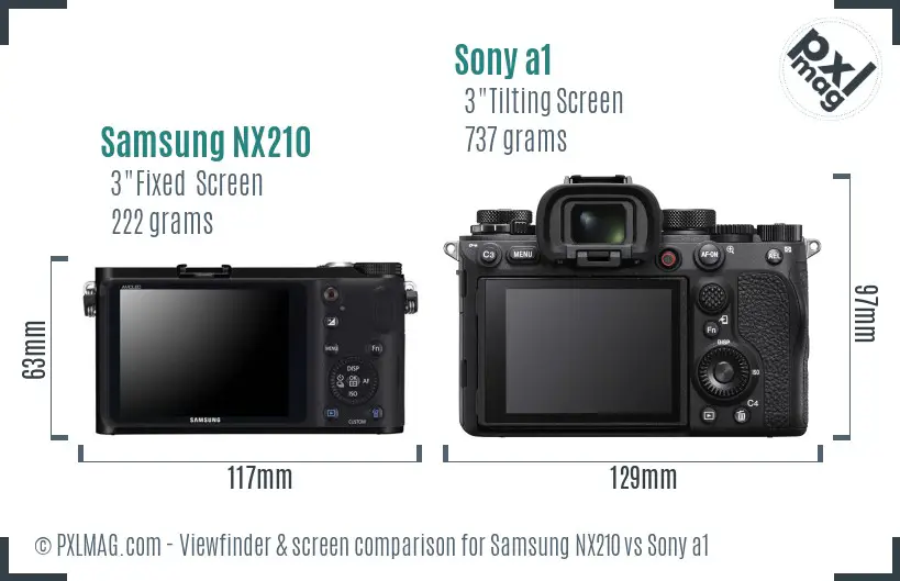 Samsung NX210 vs Sony a1 Screen and Viewfinder comparison