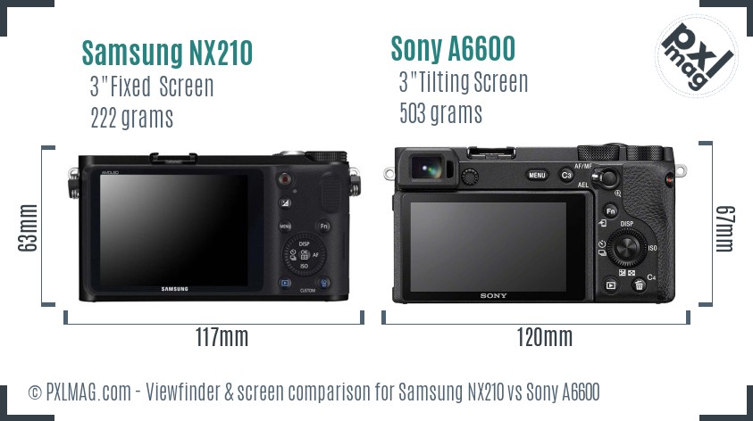 Samsung NX210 vs Sony A6600 Screen and Viewfinder comparison