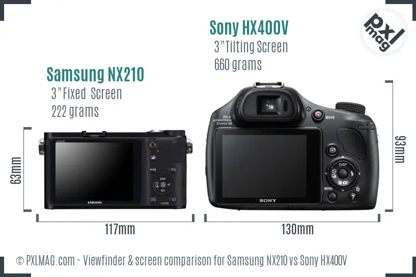 Samsung NX210 vs Sony HX400V Screen and Viewfinder comparison Samsung NX210 vs Sony HX400V Screen and Viewfinder comparison