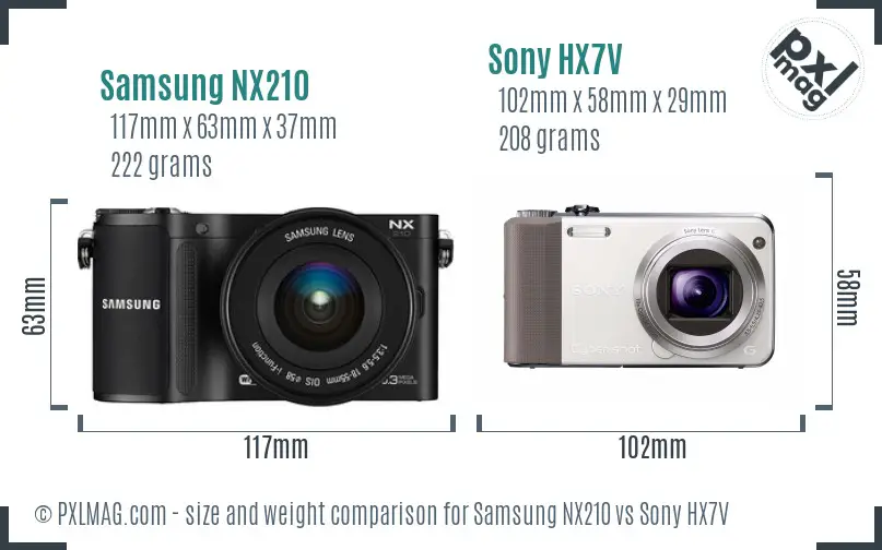 Samsung NX210 vs Sony HX7V size comparison