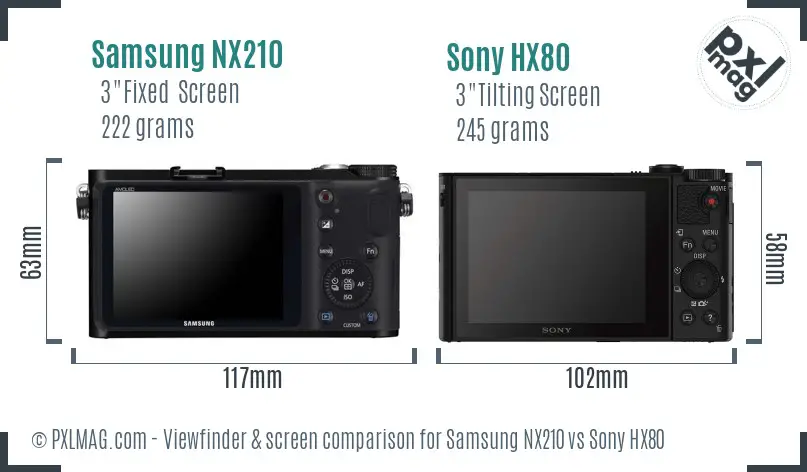 Samsung NX210 vs Sony HX80 Screen and Viewfinder comparison Samsung NX210 vs Sony HX80 Screen and Viewfinder comparison