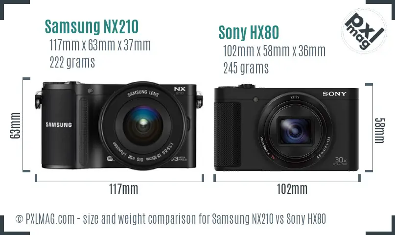 Samsung NX210 vs Sony HX80 size comparison Samsung NX210 vs Sony HX80 size comparison