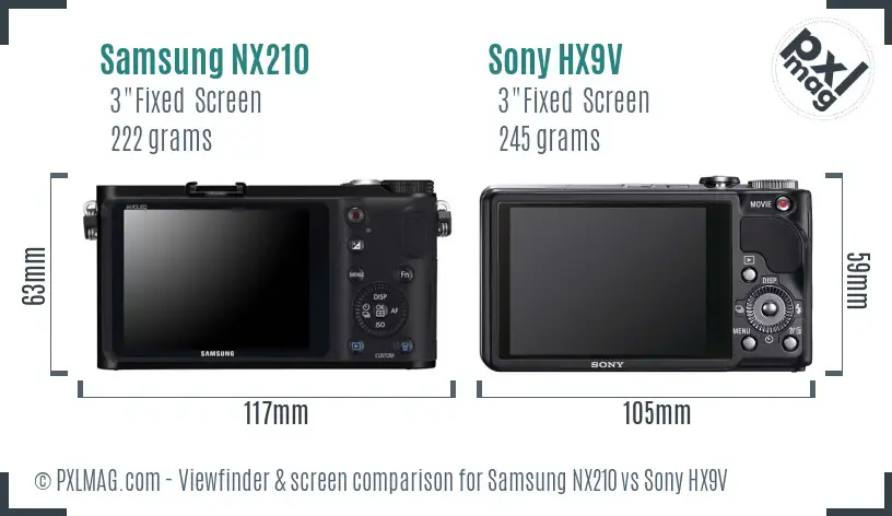 Samsung NX210 vs Sony HX9V Screen and Viewfinder comparison