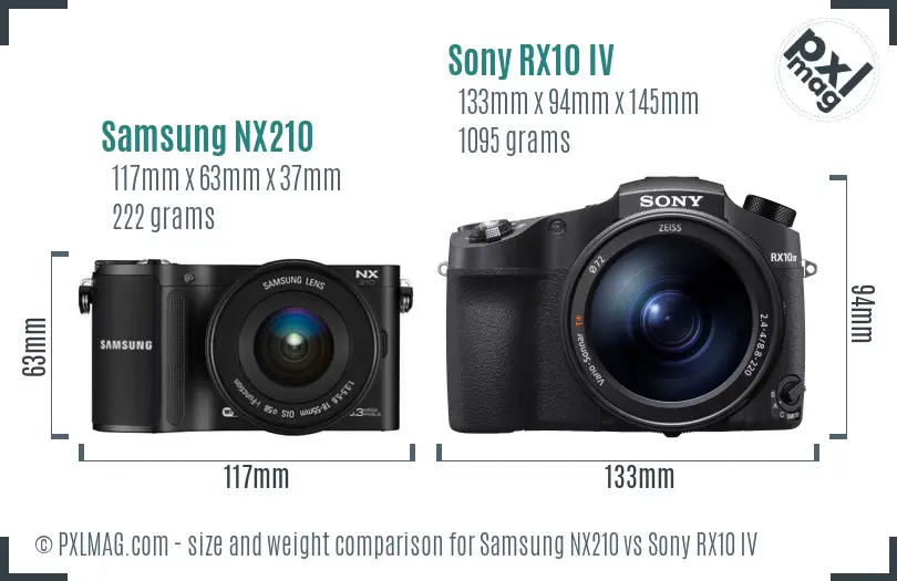 Samsung NX210 vs Sony RX10 IV size comparison