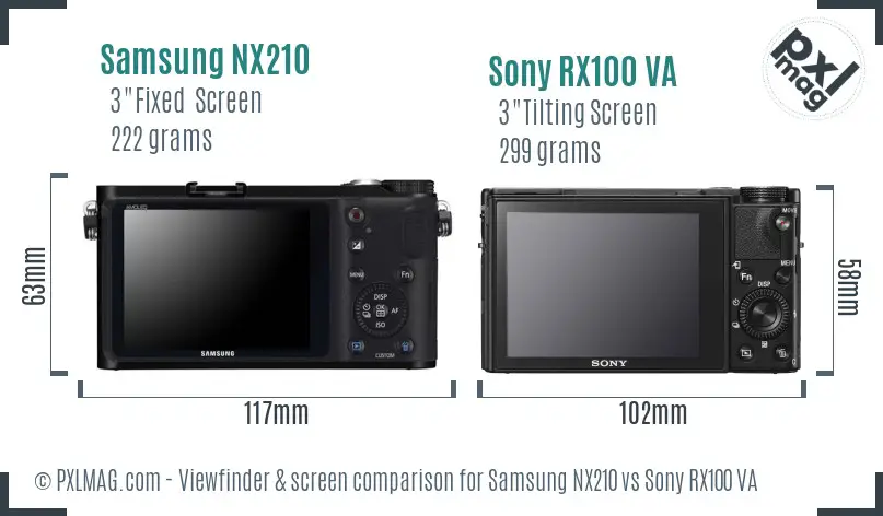 Samsung NX210 vs Sony RX100 VA Screen and Viewfinder comparison