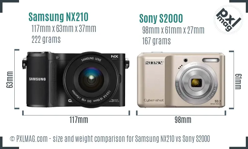 Samsung NX210 vs Sony S2000 size comparison