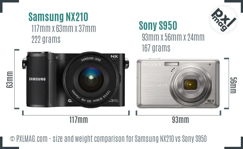 Samsung NX210 vs Sony S950 size comparison