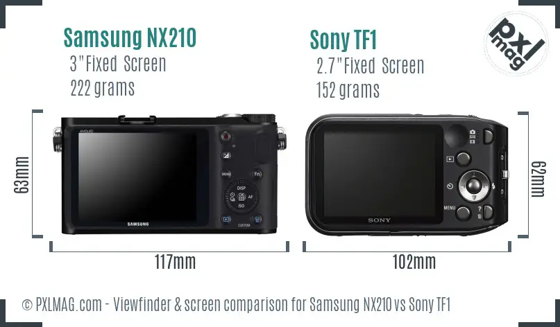 Samsung NX210 vs Sony TF1 Screen and Viewfinder comparison