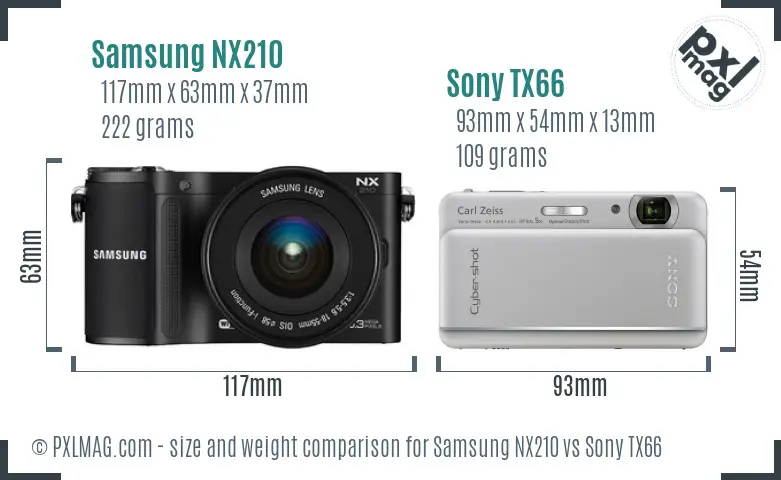 Samsung NX210 vs Sony TX66 size comparison