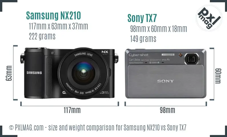 Samsung NX210 vs Sony TX7 size comparison
