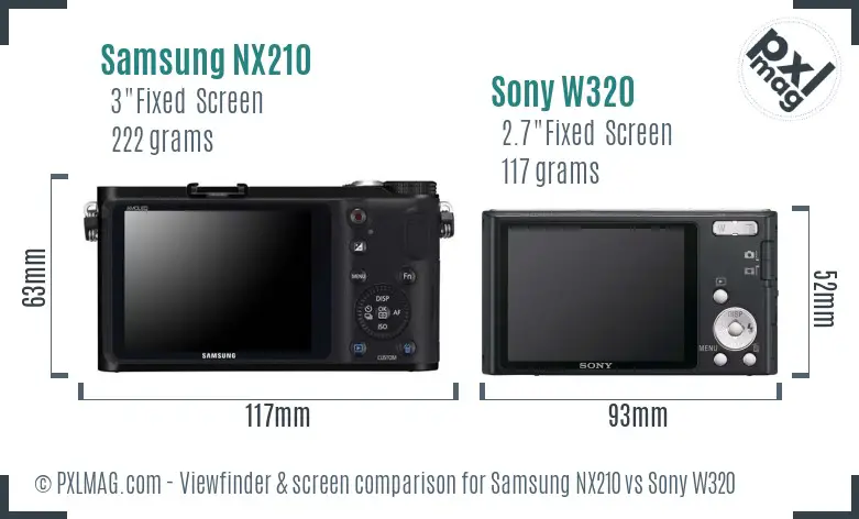 Samsung NX210 vs Sony W320 Screen and Viewfinder comparison