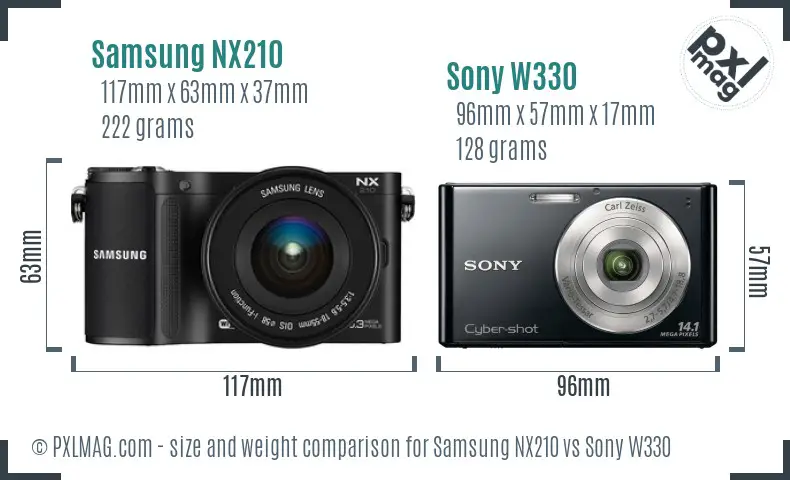 Samsung NX210 vs Sony W330 size comparison