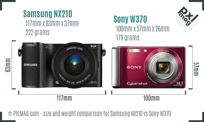 Samsung NX210 vs Sony W370 size comparison