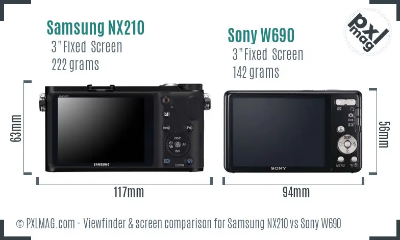 Samsung NX210 vs Sony W690 Screen and Viewfinder comparison