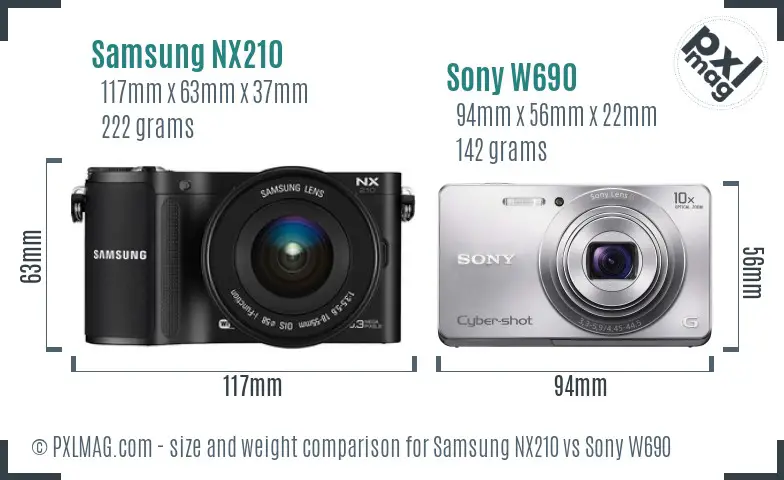 Samsung NX210 vs Sony W690 size comparison