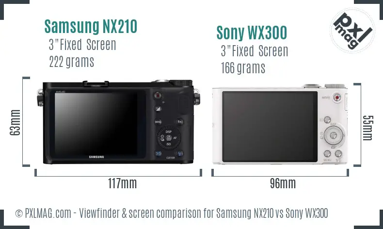 Samsung NX210 vs Sony WX300 Screen and Viewfinder comparison