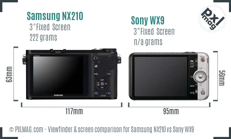 Samsung NX210 vs Sony WX9 Screen and Viewfinder comparison