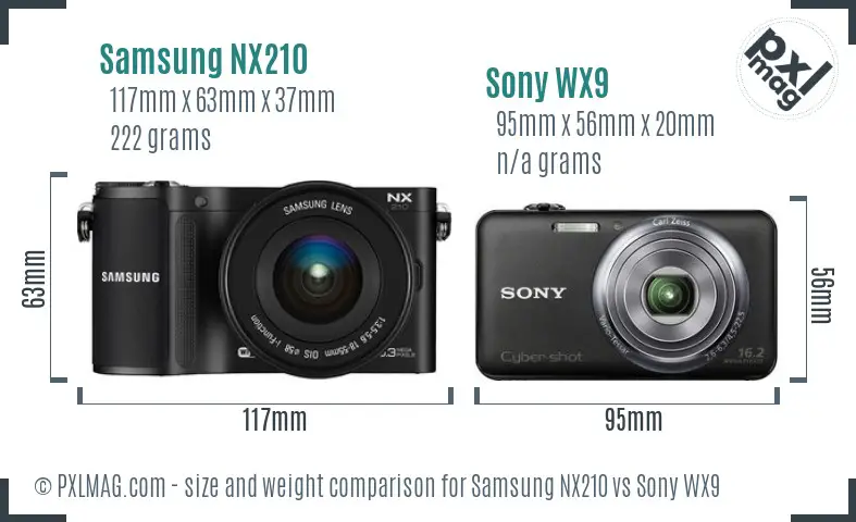 Samsung NX210 vs Sony WX9 size comparison
