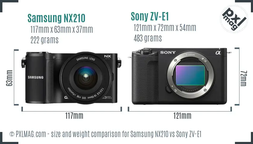 Samsung NX210 vs Sony ZV-E1 size comparison Samsung NX210 vs Sony ZV-E1 size comparison