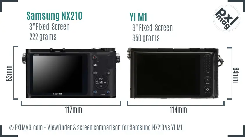 Samsung NX210 vs YI M1 Screen and Viewfinder comparison