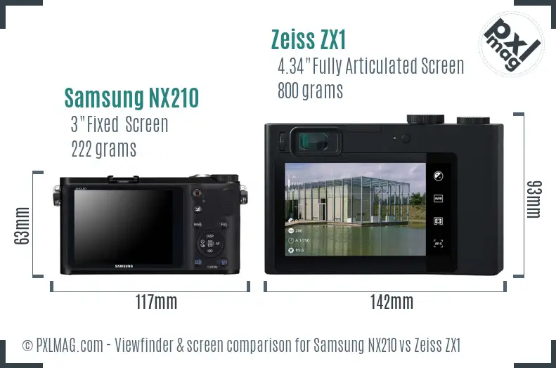 Samsung NX210 vs Zeiss ZX1 Screen and Viewfinder comparison