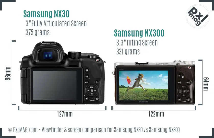 Samsung NX30 vs Samsung NX300 Screen and Viewfinder comparison