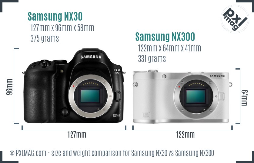 Samsung NX30 vs Samsung NX300 size comparison