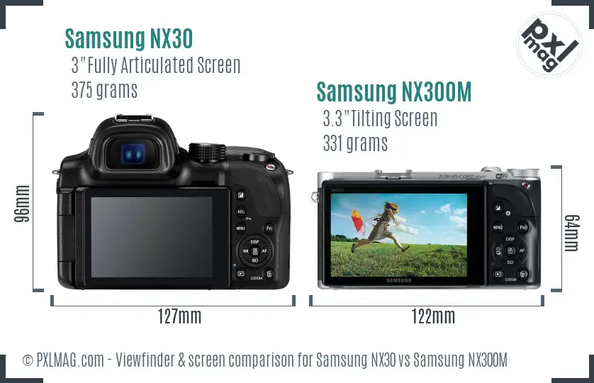 Samsung NX30 vs Samsung NX300M Screen and Viewfinder comparison