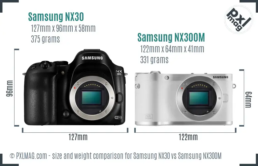 Samsung NX30 vs Samsung NX300M size comparison