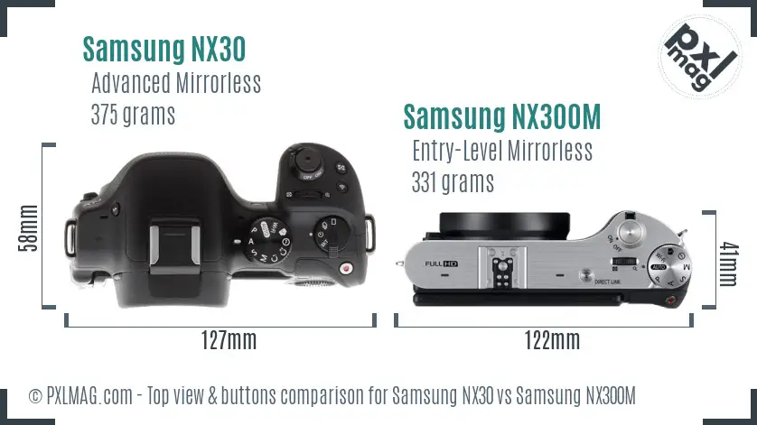 Samsung NX30 vs Samsung NX300M top view buttons comparison
