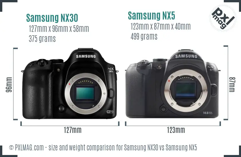 Samsung NX30 vs Samsung NX5 size comparison