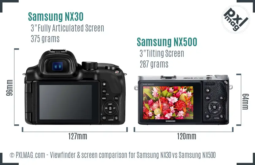 Samsung NX30 vs Samsung NX500 Screen and Viewfinder comparison